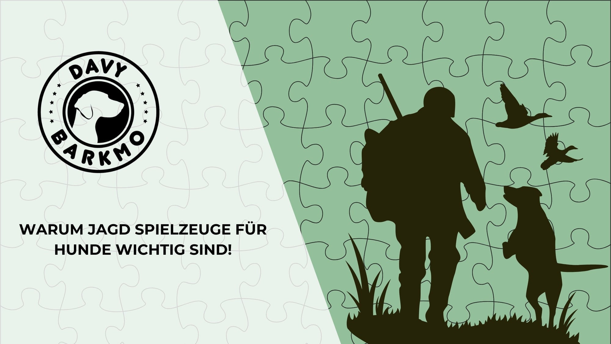 Jäger mit Hund und auffliegenden Vögeln – Bedeutung von Jagdspielzeug für Hunde
